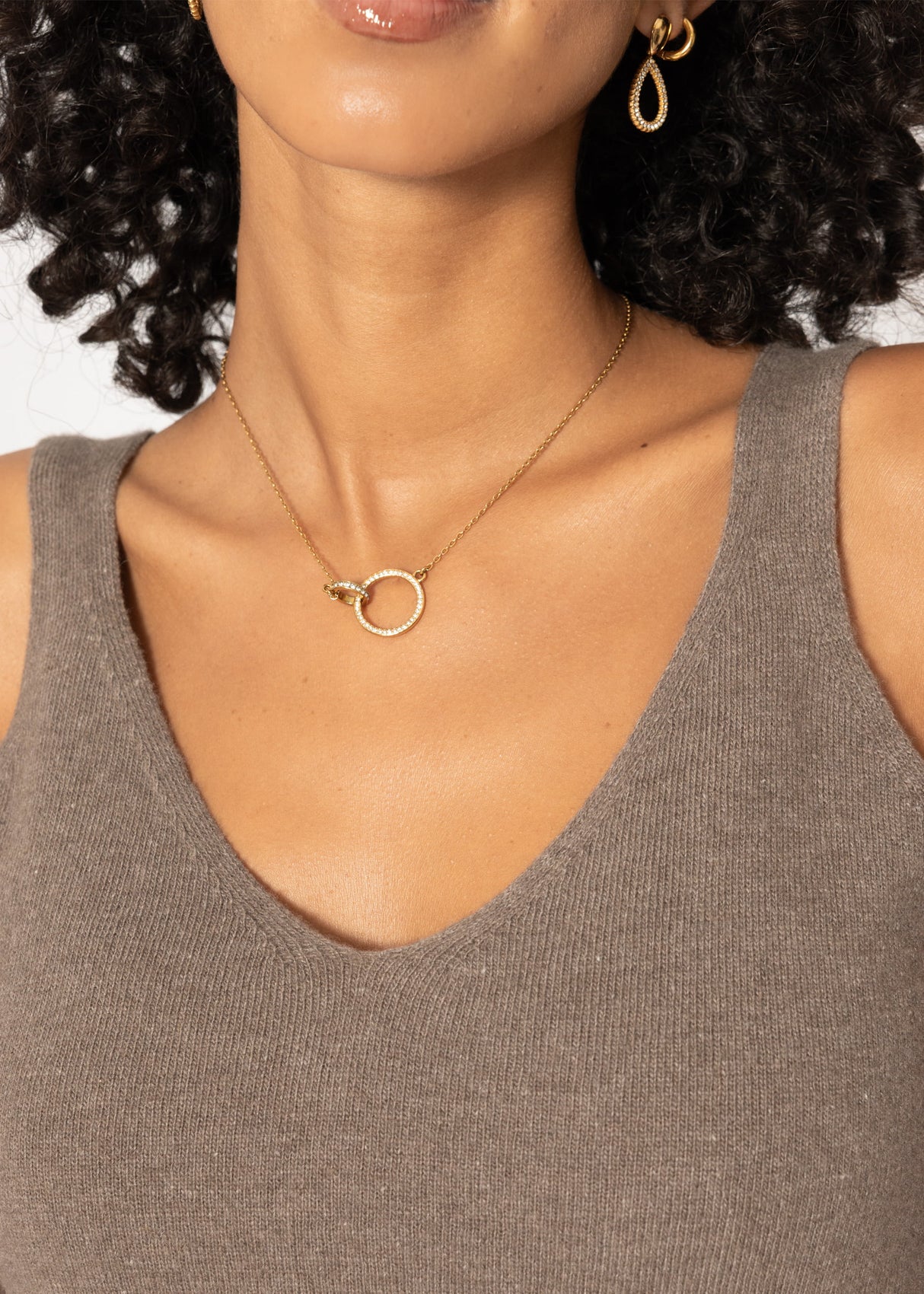 Knitted top with cashmere - taupe