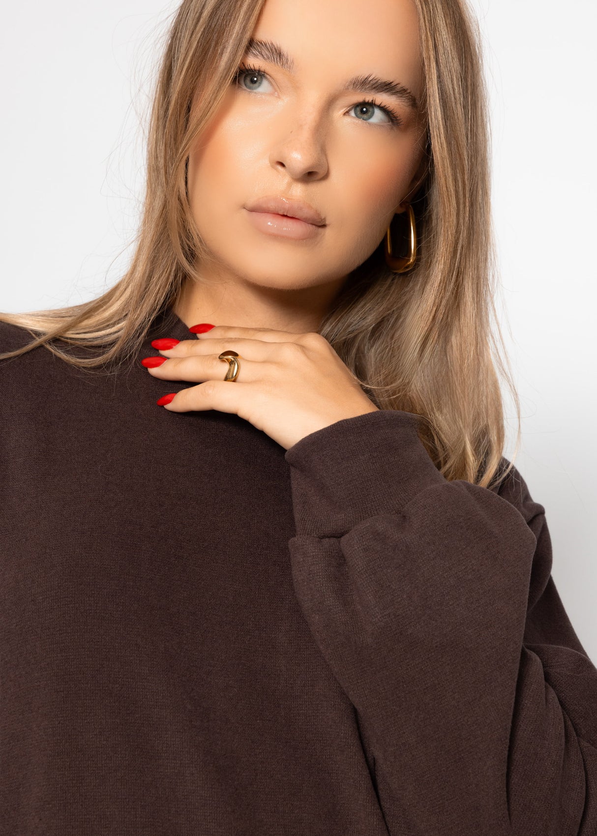 Sweatkleid mit Stehkragen - braun