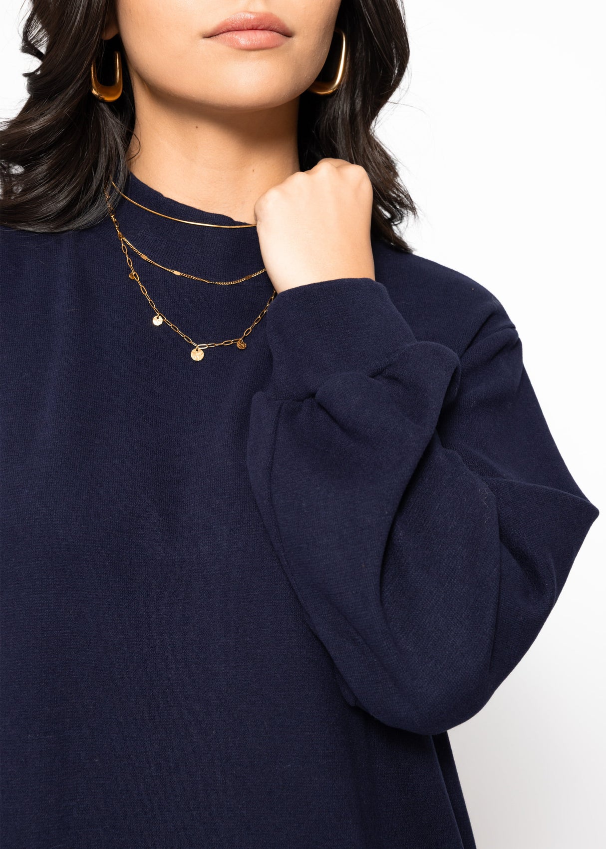 Sweatkleid mit Stehkragen - dunkelblau