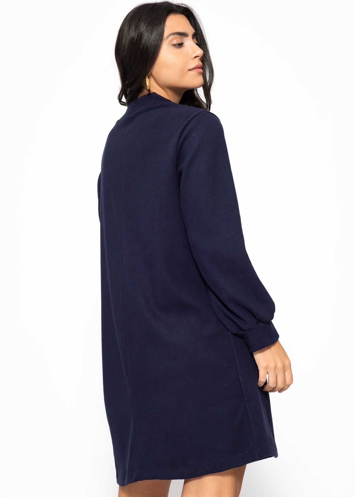 Sweatkleid mit Stehkragen - dunkelblau