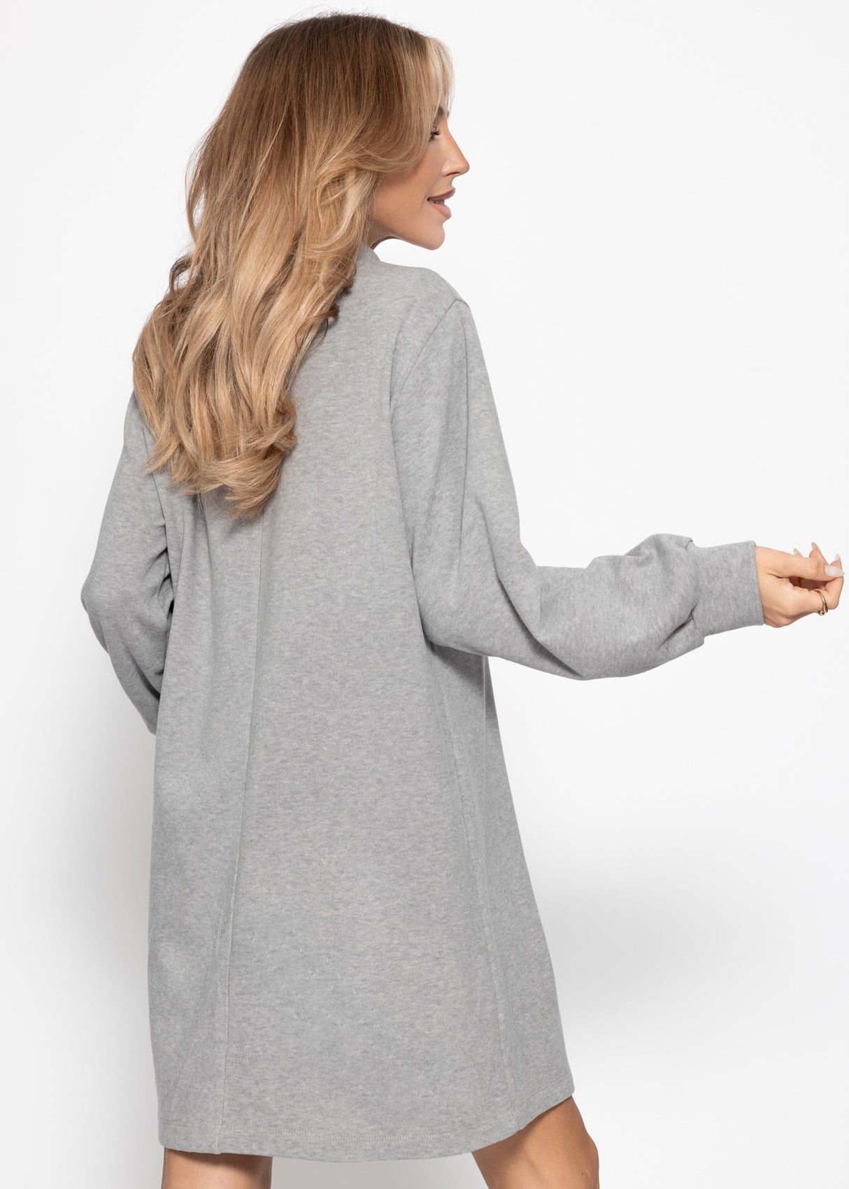 Sweat dress with stand-up collar - gray
