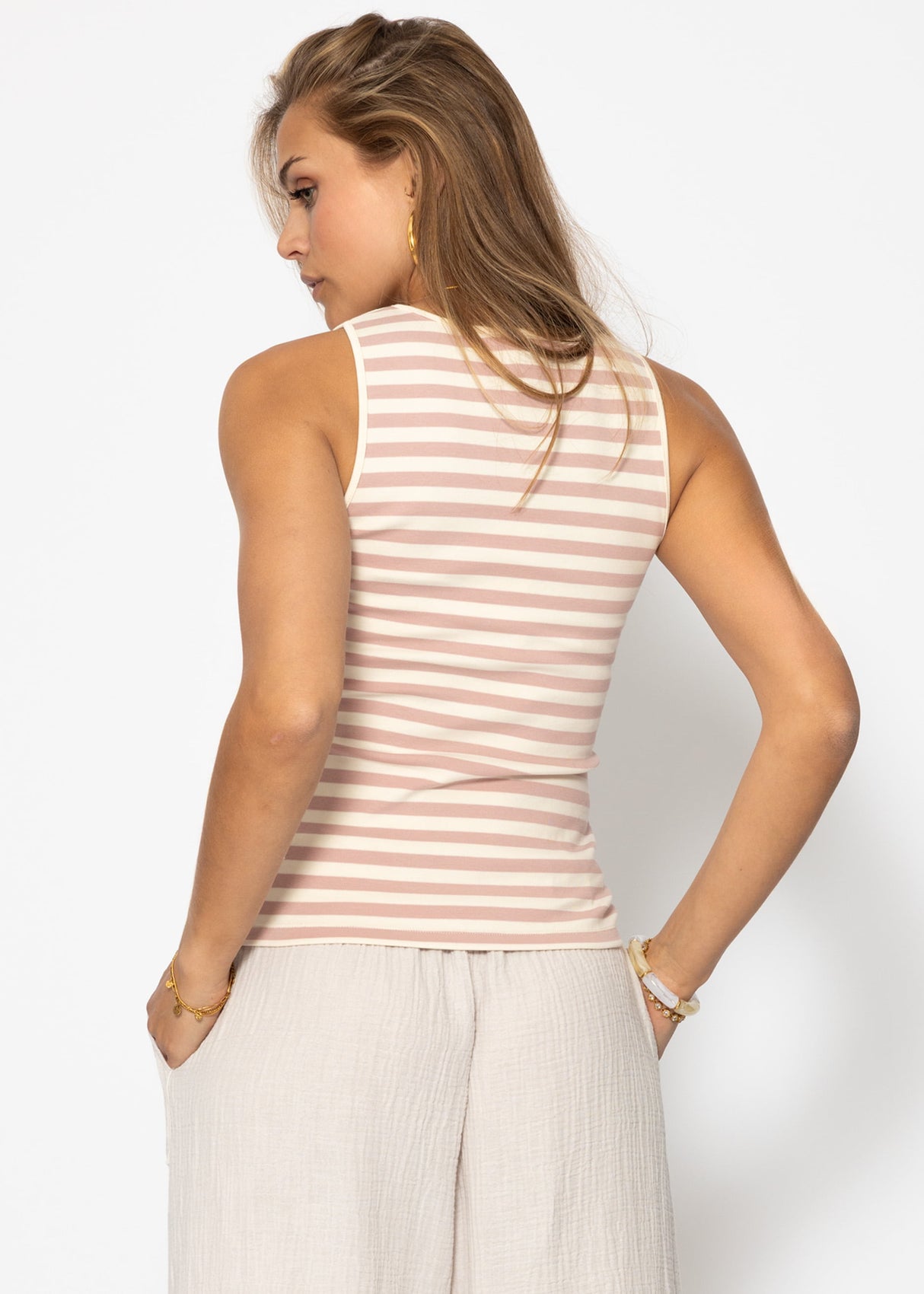 Tank Top gestreift - rosa-beige