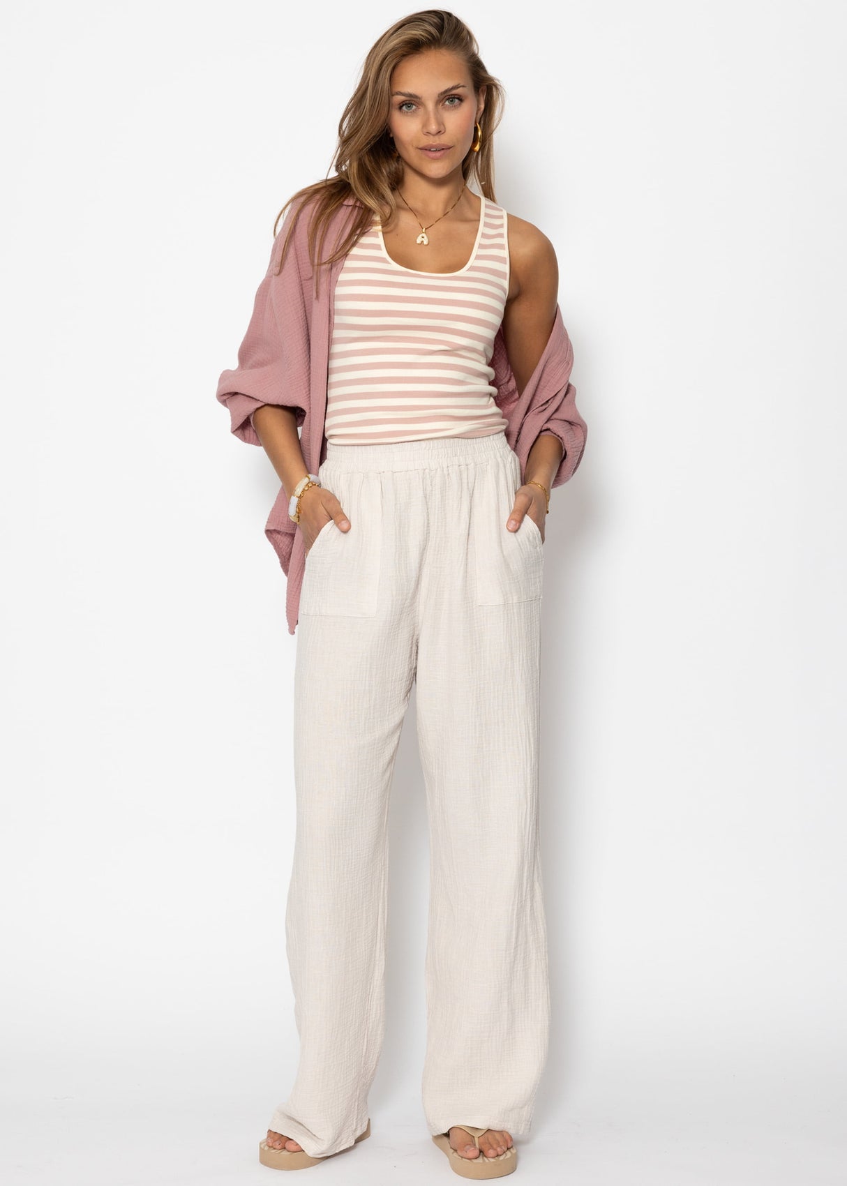 Tank Top gestreift - rosa-beige