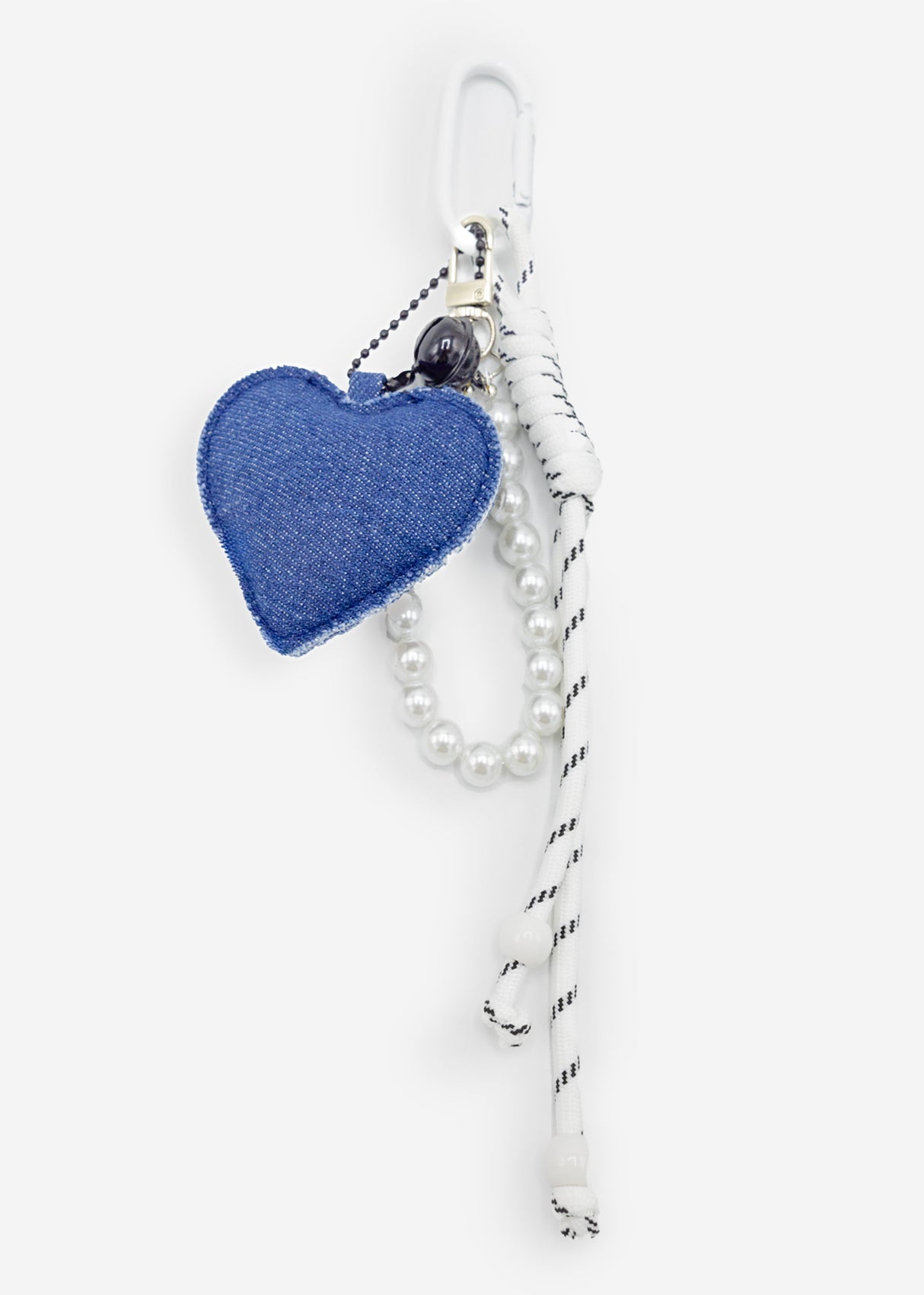 Taschenanhänger Jeans Herz mit Perlen - blau