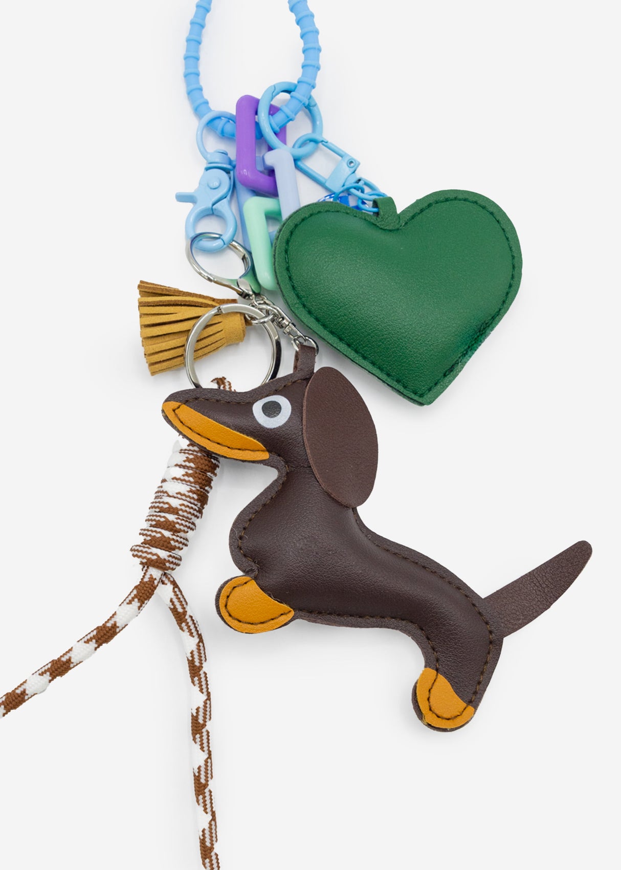 Bag tag set with dachshund - brown
