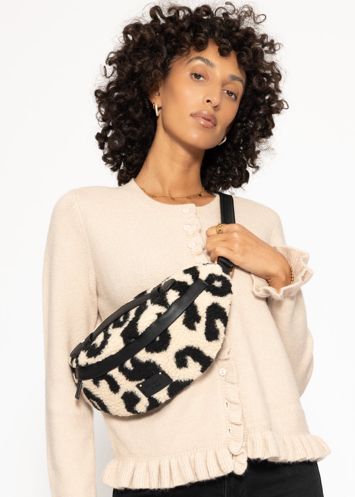 Teddy Umhängetasche mit Leoprint - beige