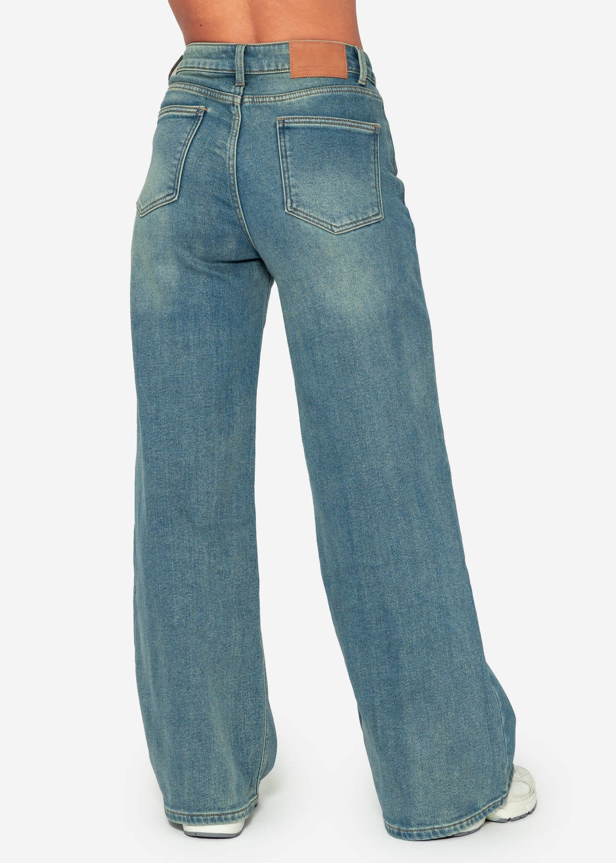 Thermal wide-leg jeans - blue