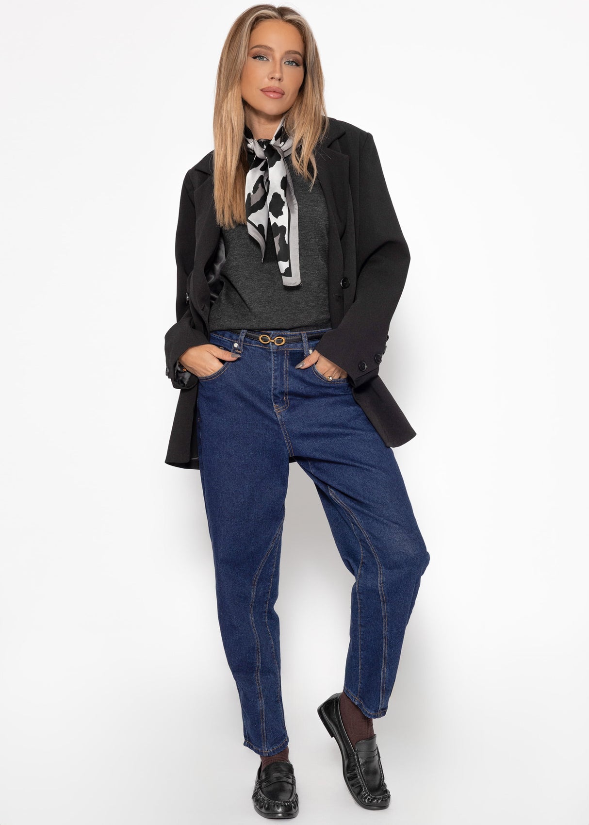 Thermal long-sleeved shirt with contrast sleeves - grey