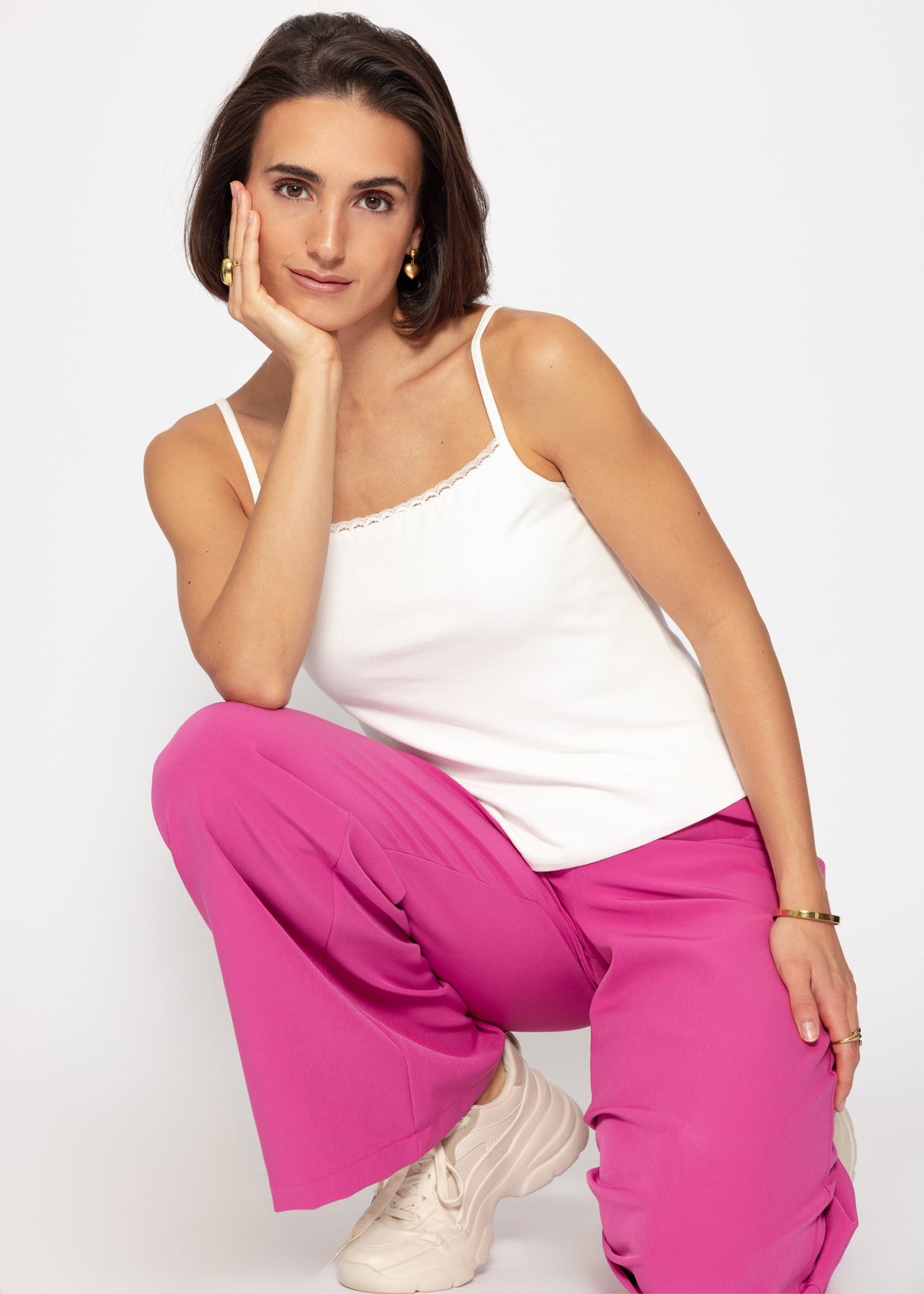 Träger Top mit Spitze - offwhite