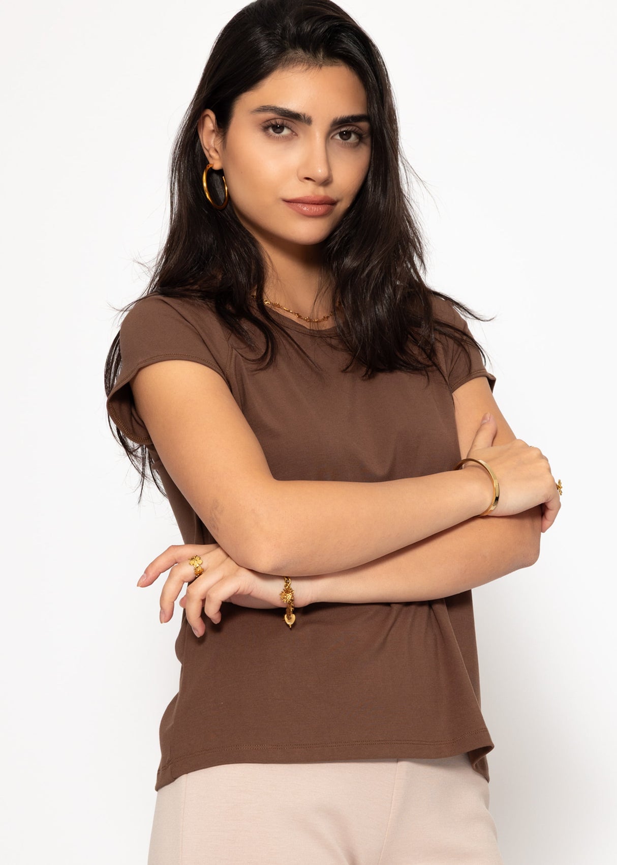 T-shirt with raglan seam - brown