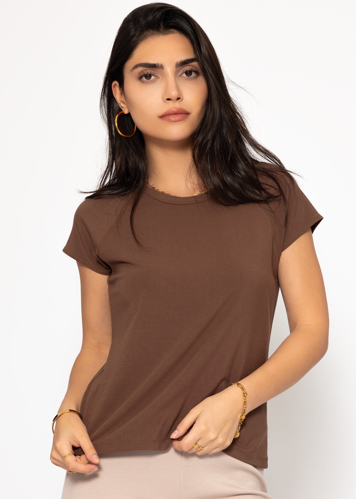 T-shirt with raglan seam - brown