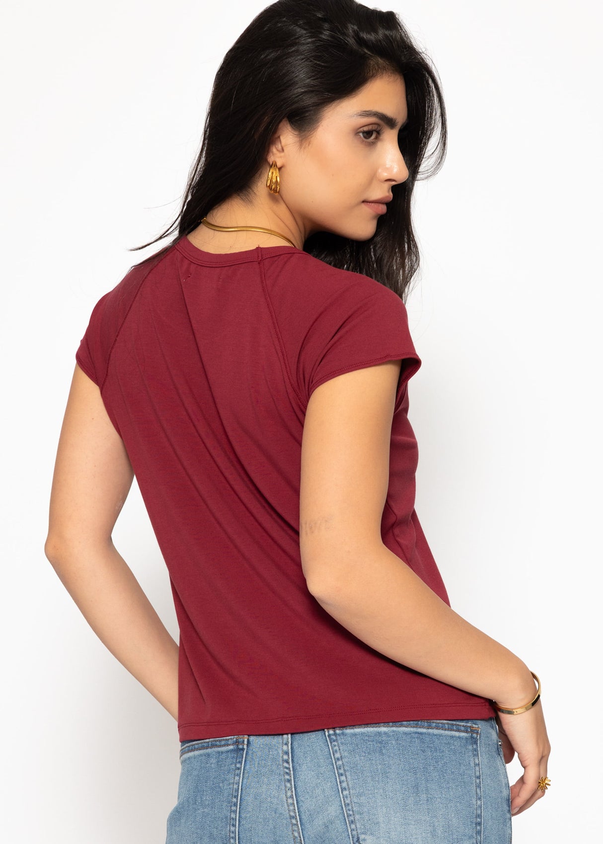 T-shirt with raglan seam - burgundy
