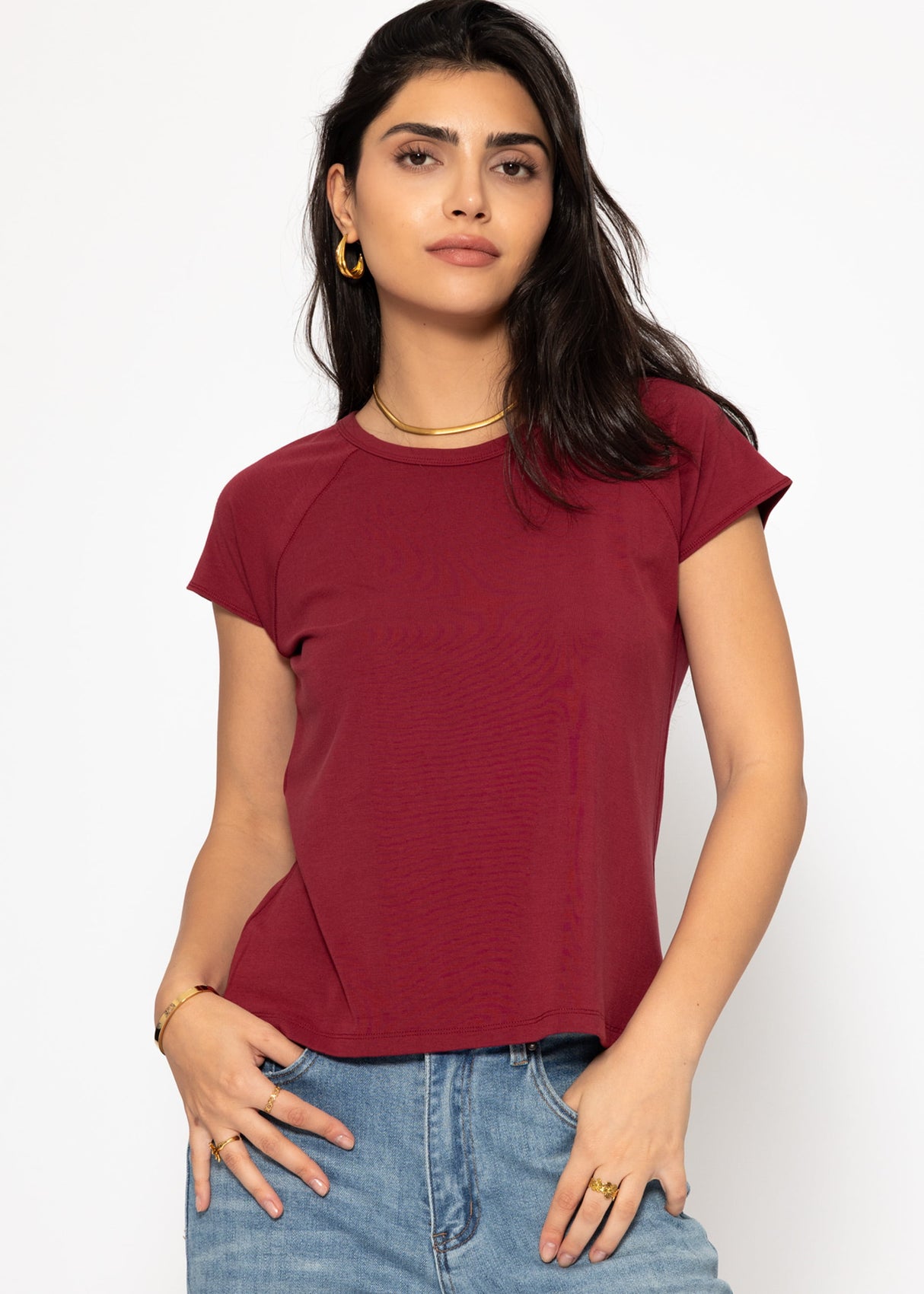 T-shirt with raglan seam - burgundy
