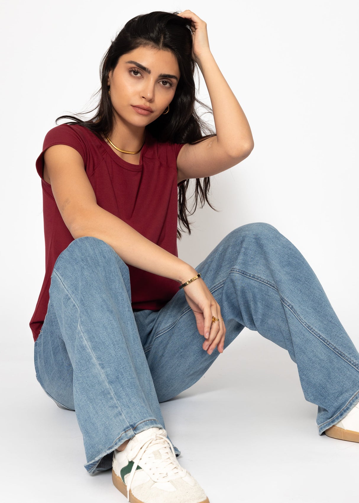 T-shirt with raglan seam - burgundy