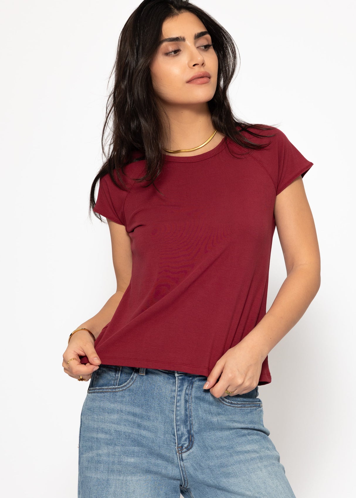 T-shirt with raglan seam - burgundy