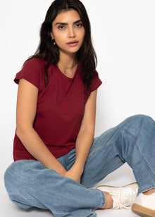 T-Shirt mit Raglannaht - burgundy
