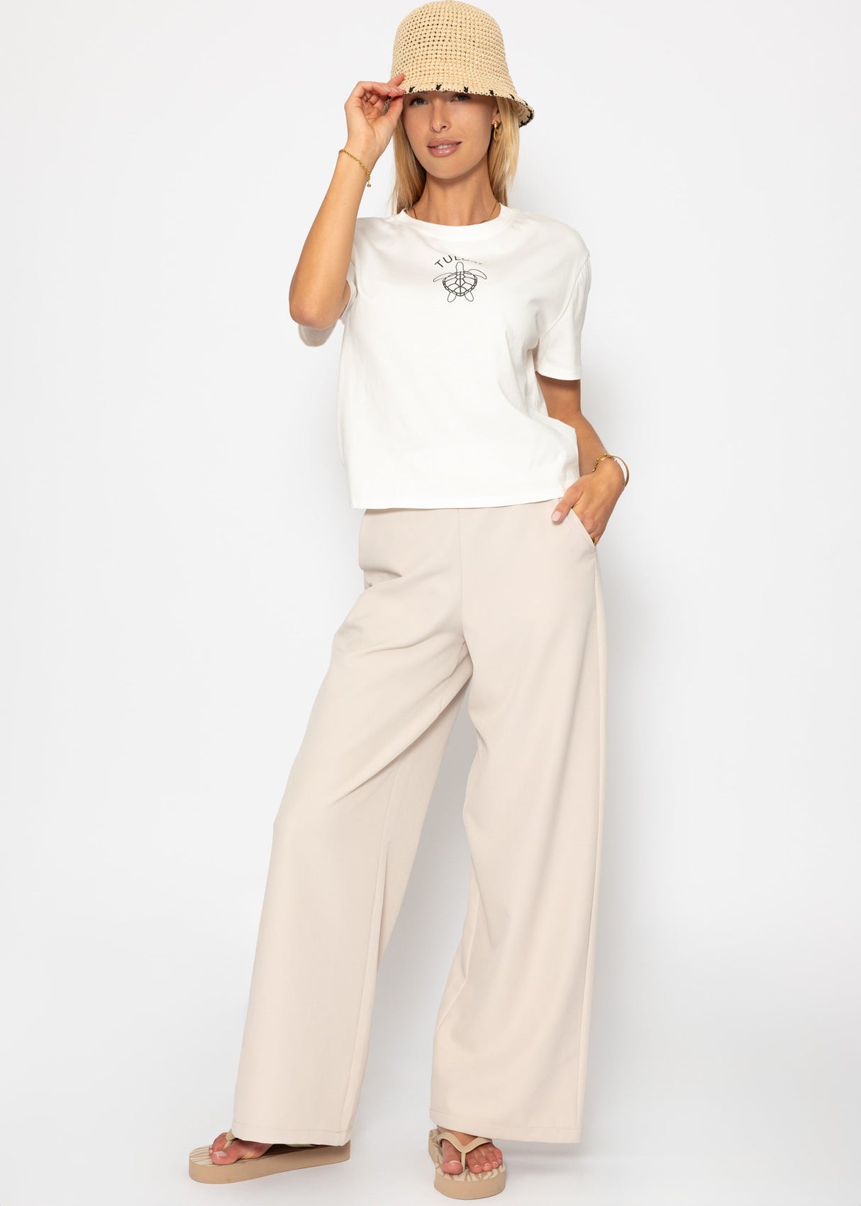 T-Shirt mit Tulum Print - offwhite