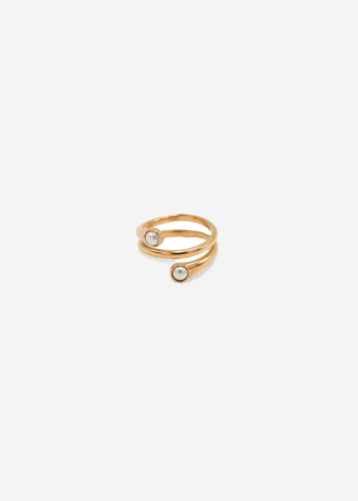 Winding ring with pearls - gold