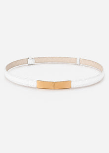 Adjustable belt with decorative buckle - white