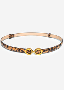Verstellbarer Gürtel - Leo-Print - braun
