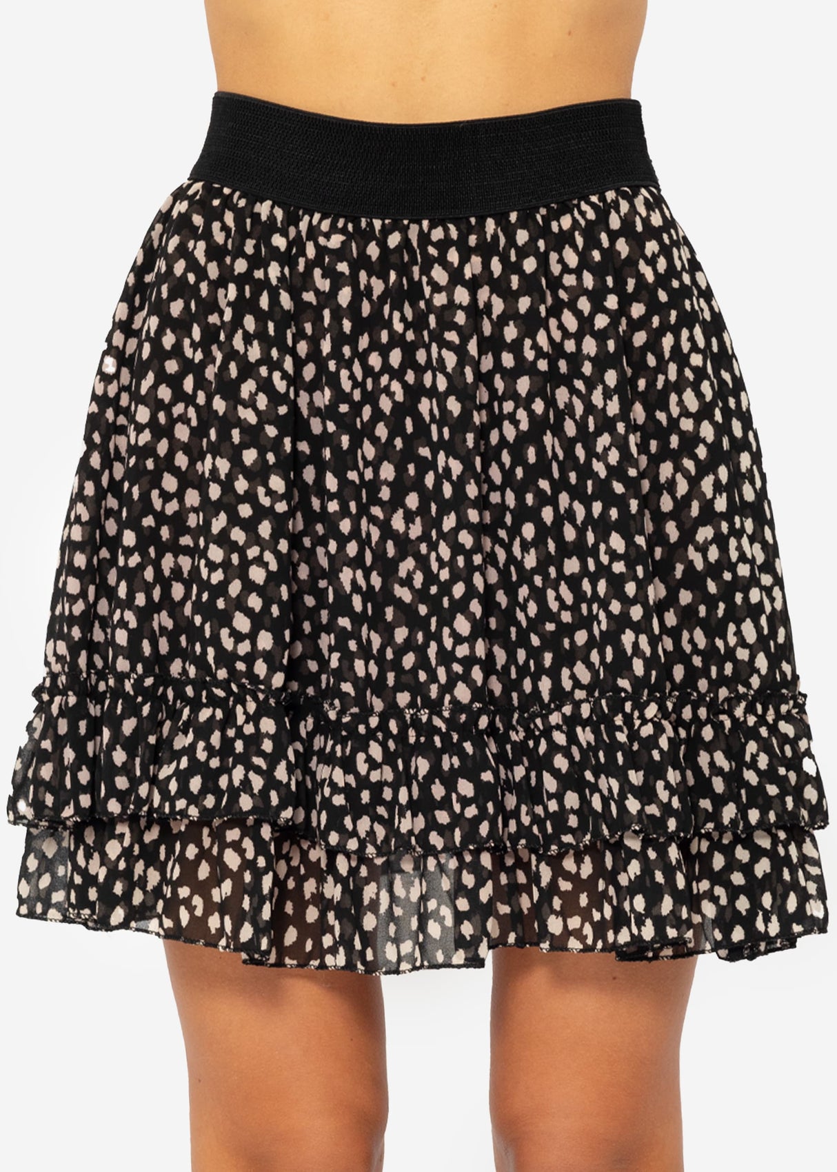 Flounce skirt with ruffles, black