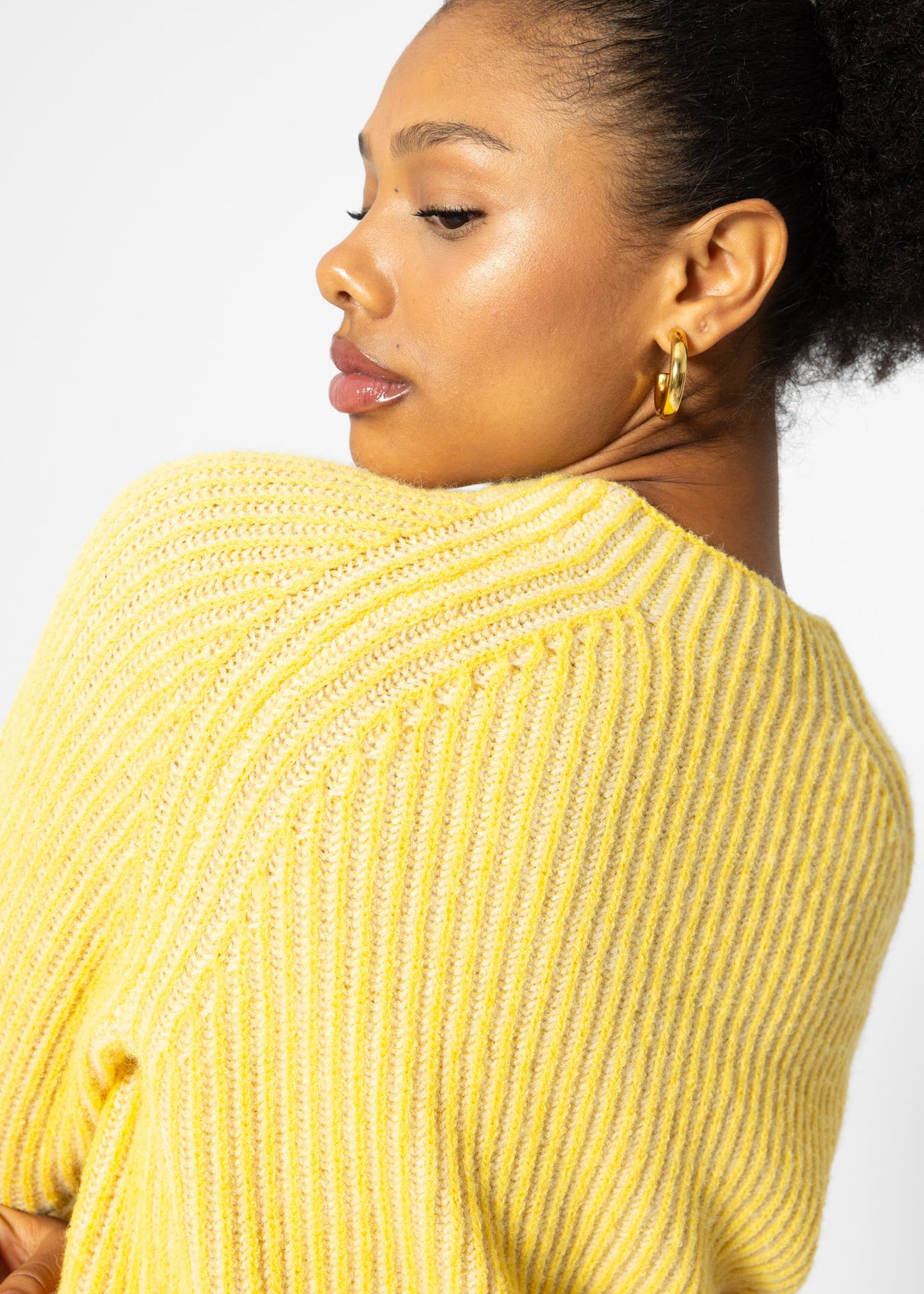 Two-tone ribbed sweater - yellow-beige