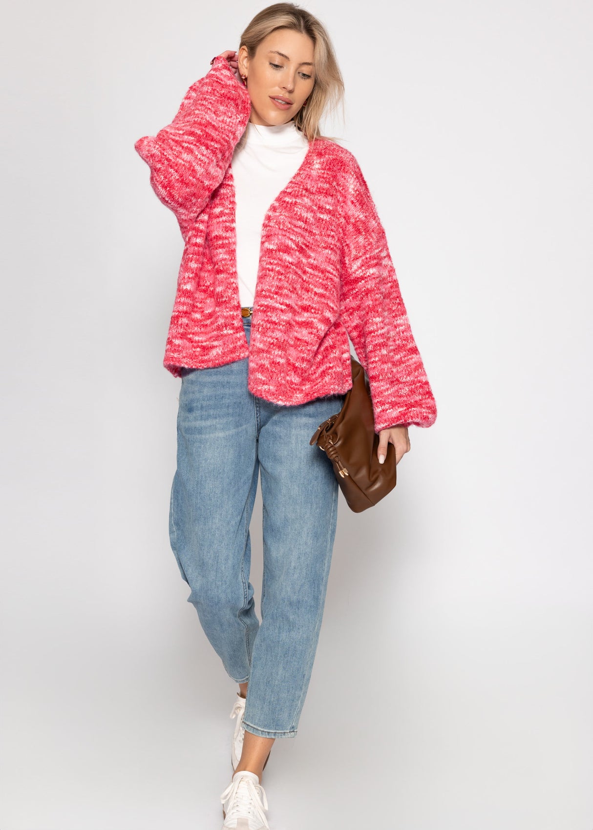 Zweifarbiger Cardigan - pink