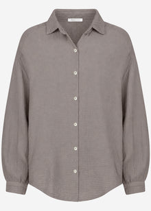 Musselin Bluse oversize, kurz - taupe