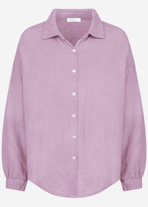 Muslin blouse oversize, short, purple