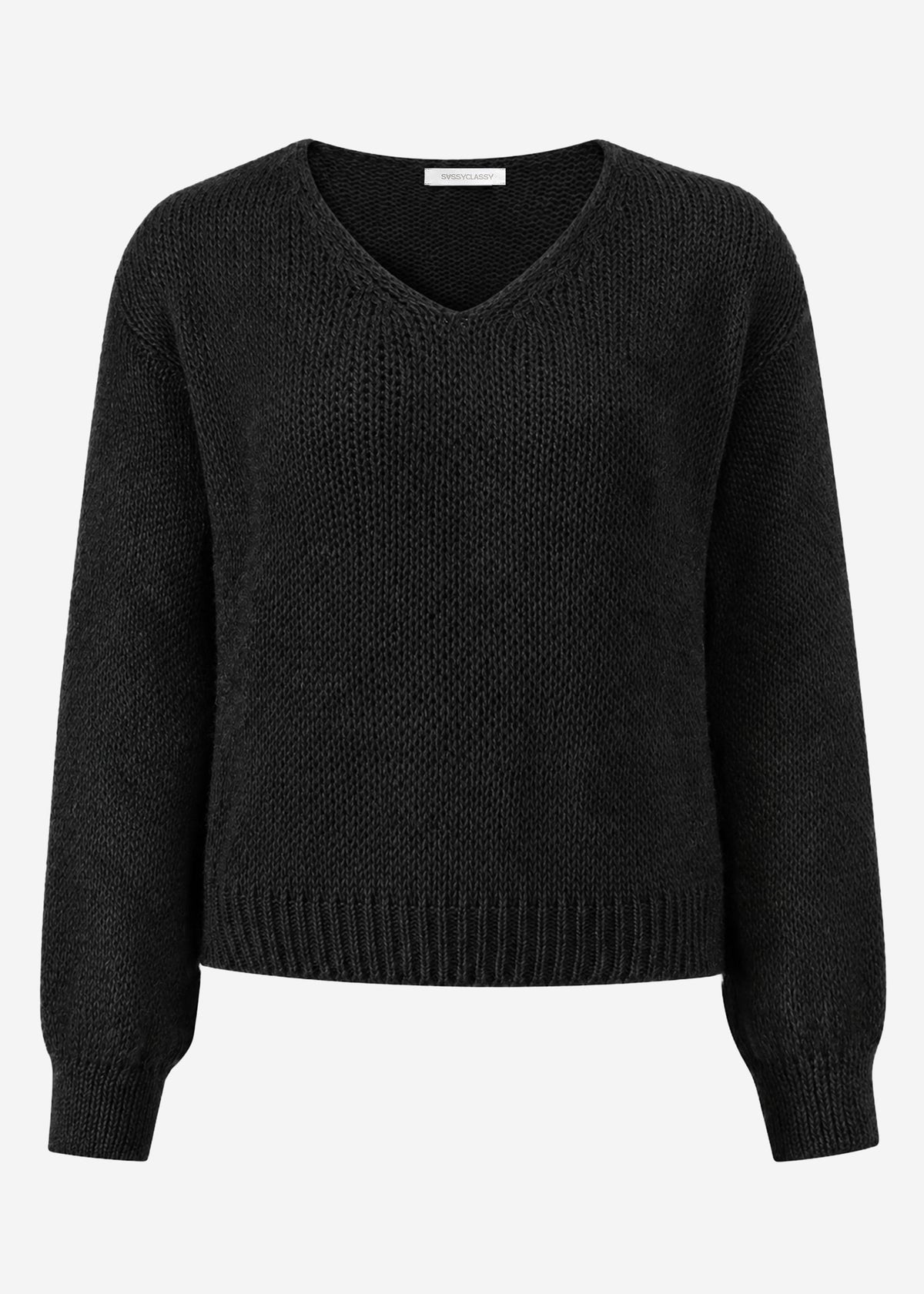 Pullover mit V-Ausschnitt - schwarz