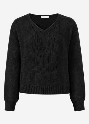 Pullover mit V-Ausschnitt - schwarz