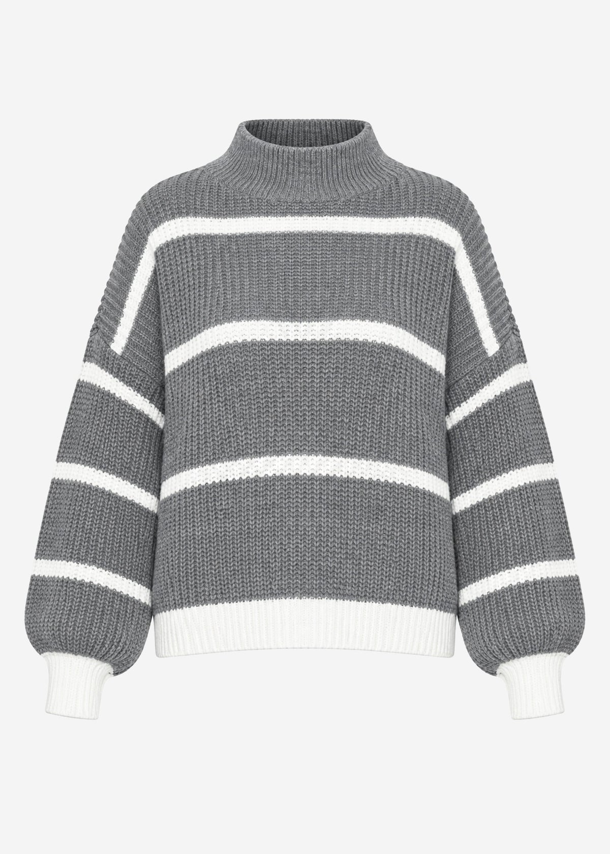 Striped roll-neck jumper - grey-off-white