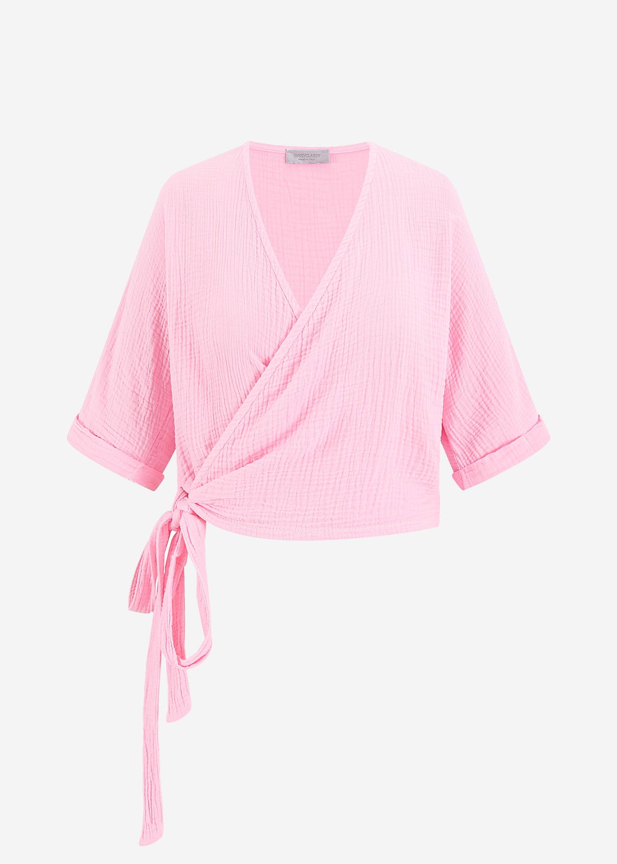 Musselin Bluse zum Wickeln - babyrosa