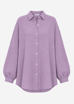 Musselin Bluse oversize - violett
