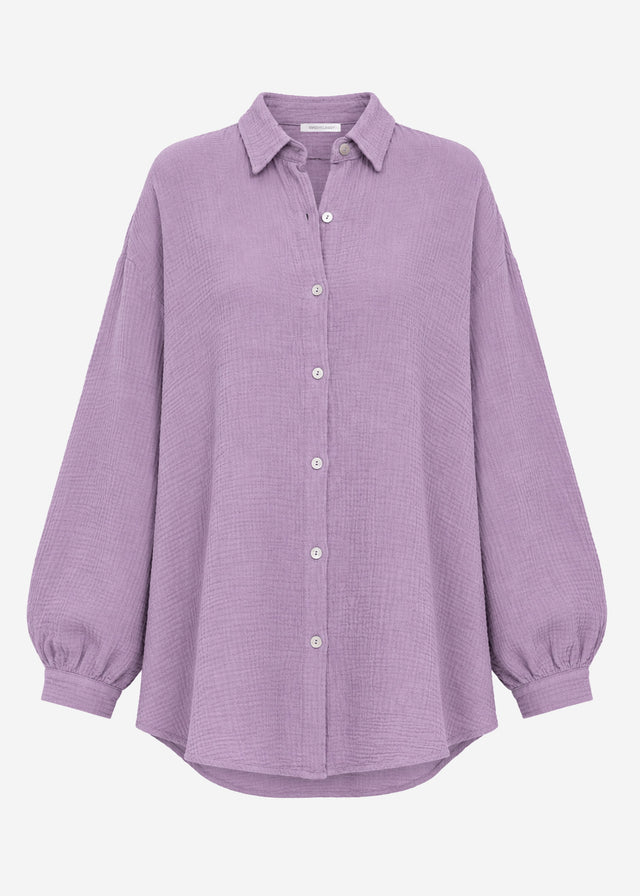 Musselin Bluse oversize - violett