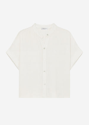 Musselin Bluse mit angeschnittenem kurzen Arm - hellbeige