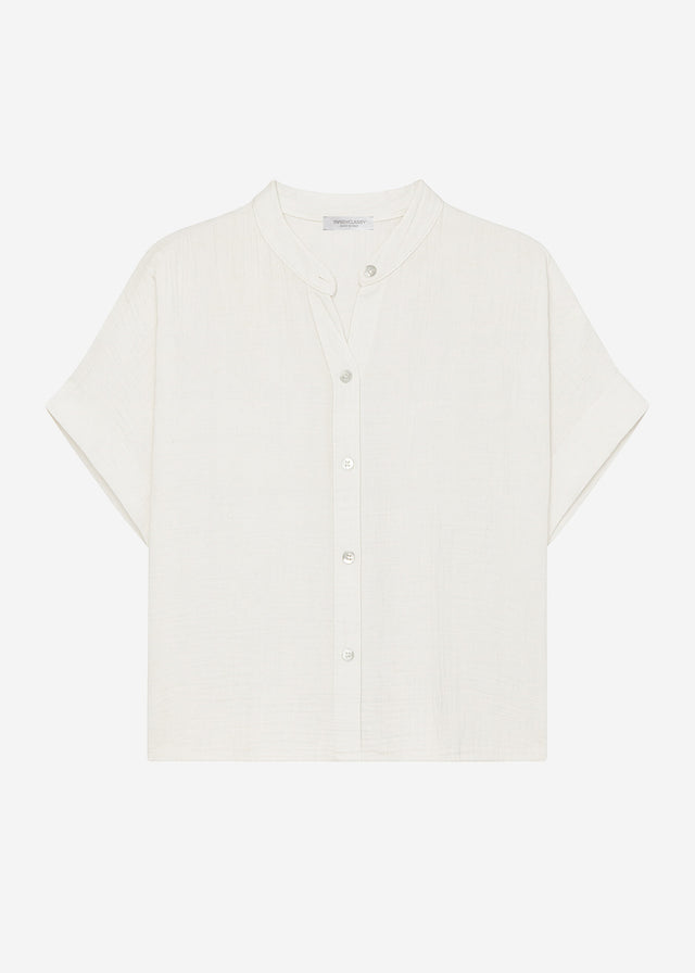 Muslin blouse with short sleeves - light beige