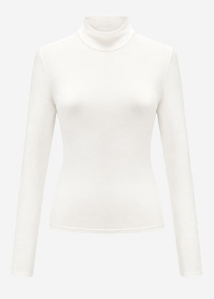 Long-sleeved top with roll neck - off-white