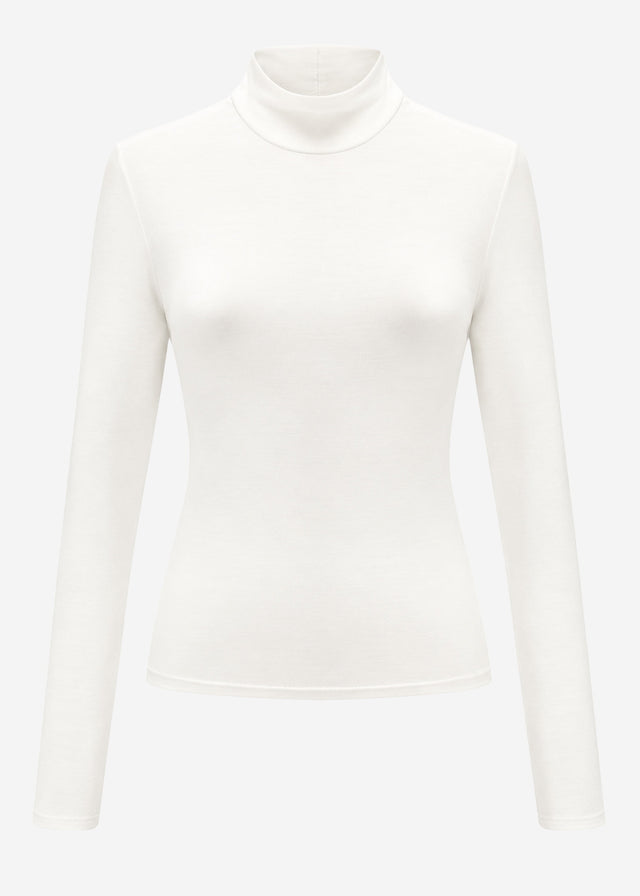 Long-sleeved top with roll neck - off-white