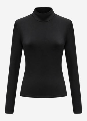 Long-sleeved top with roll neck - black