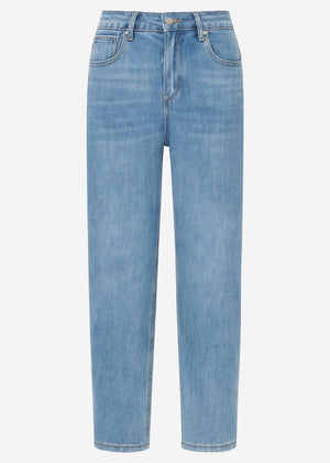 High-waisted tapered jeans - blue