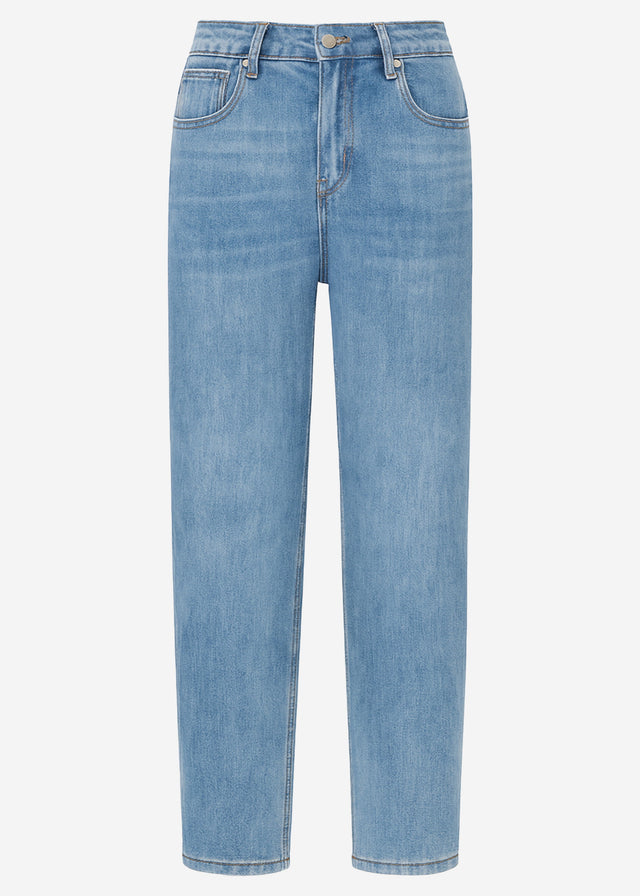 High-waisted tapered jeans - blue