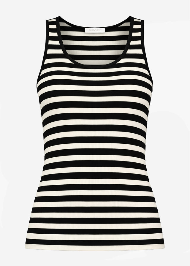 Striped tank top - black-off-white