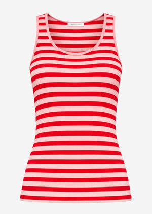 Gestreiftes Tank Top - rosa-rot