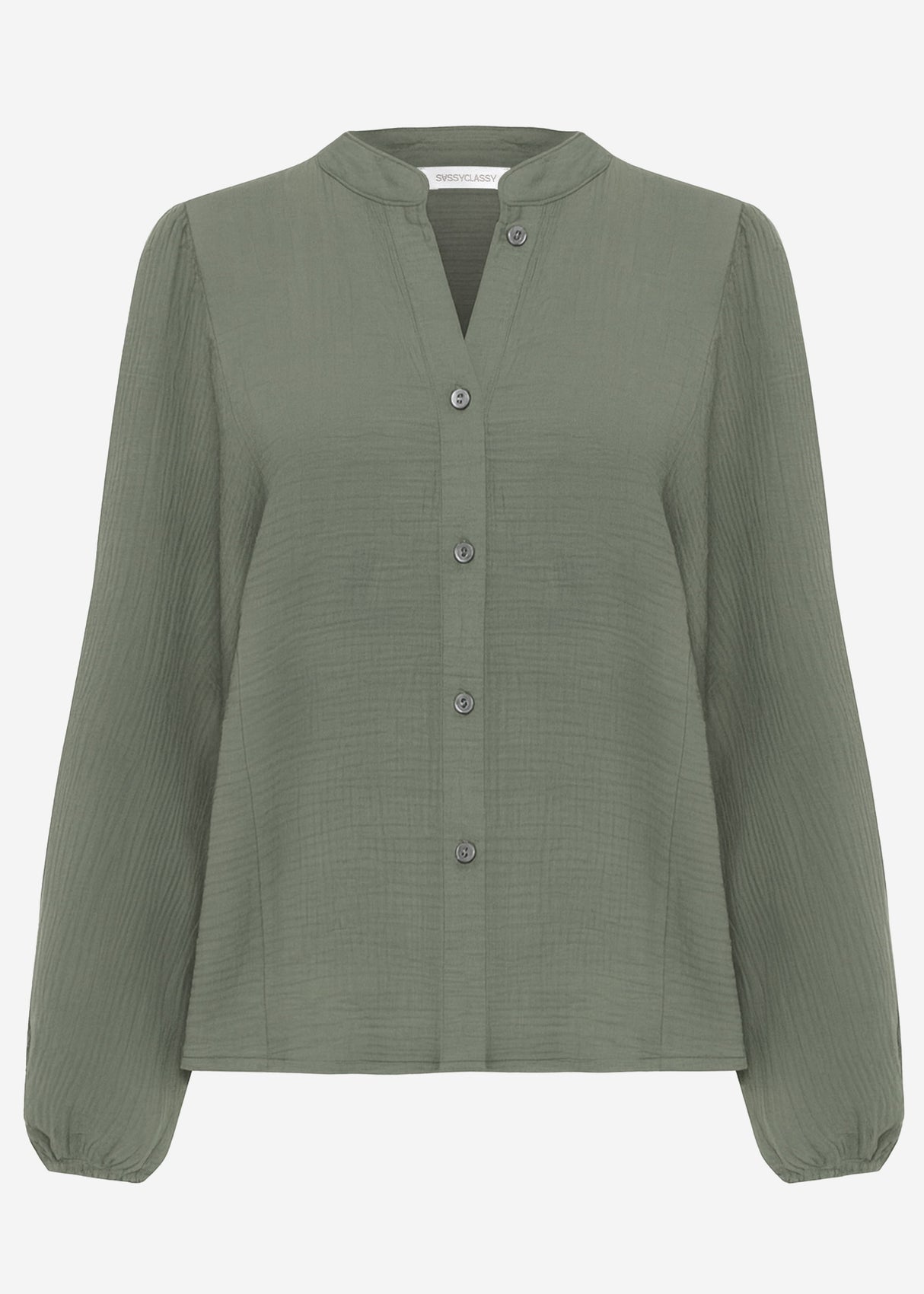 Musselin Bluse mit Fledermausärmeln - olivgrün