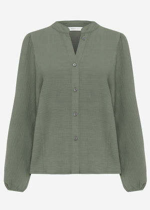 Musselin Bluse mit Fledermausärmeln - olivgrün