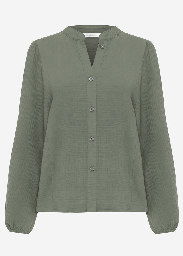 Musselin Bluse mit Fledermausärmeln - olivgrün