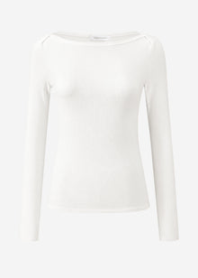 Langarmshirt mit U-Boot Ausschnitt - offwhite