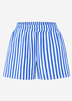 Striped muslin shorts - denim blue