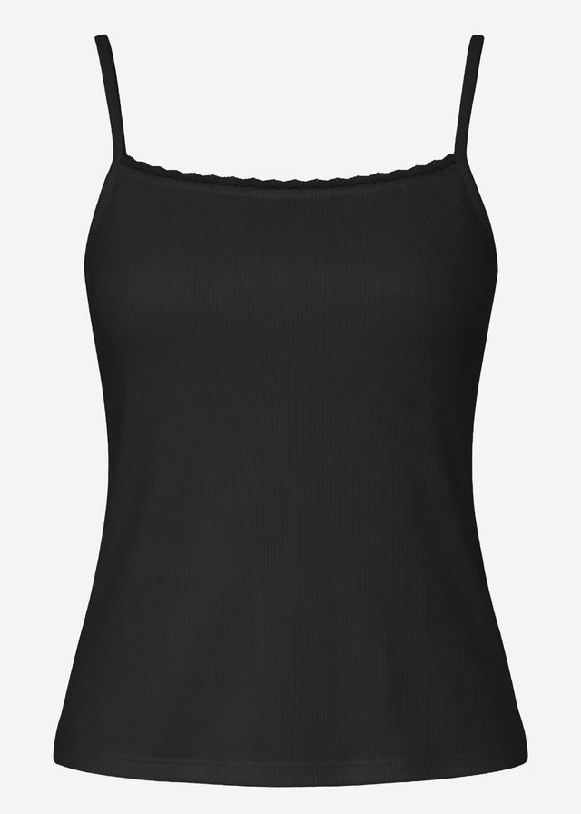 Strappy top with lace - black